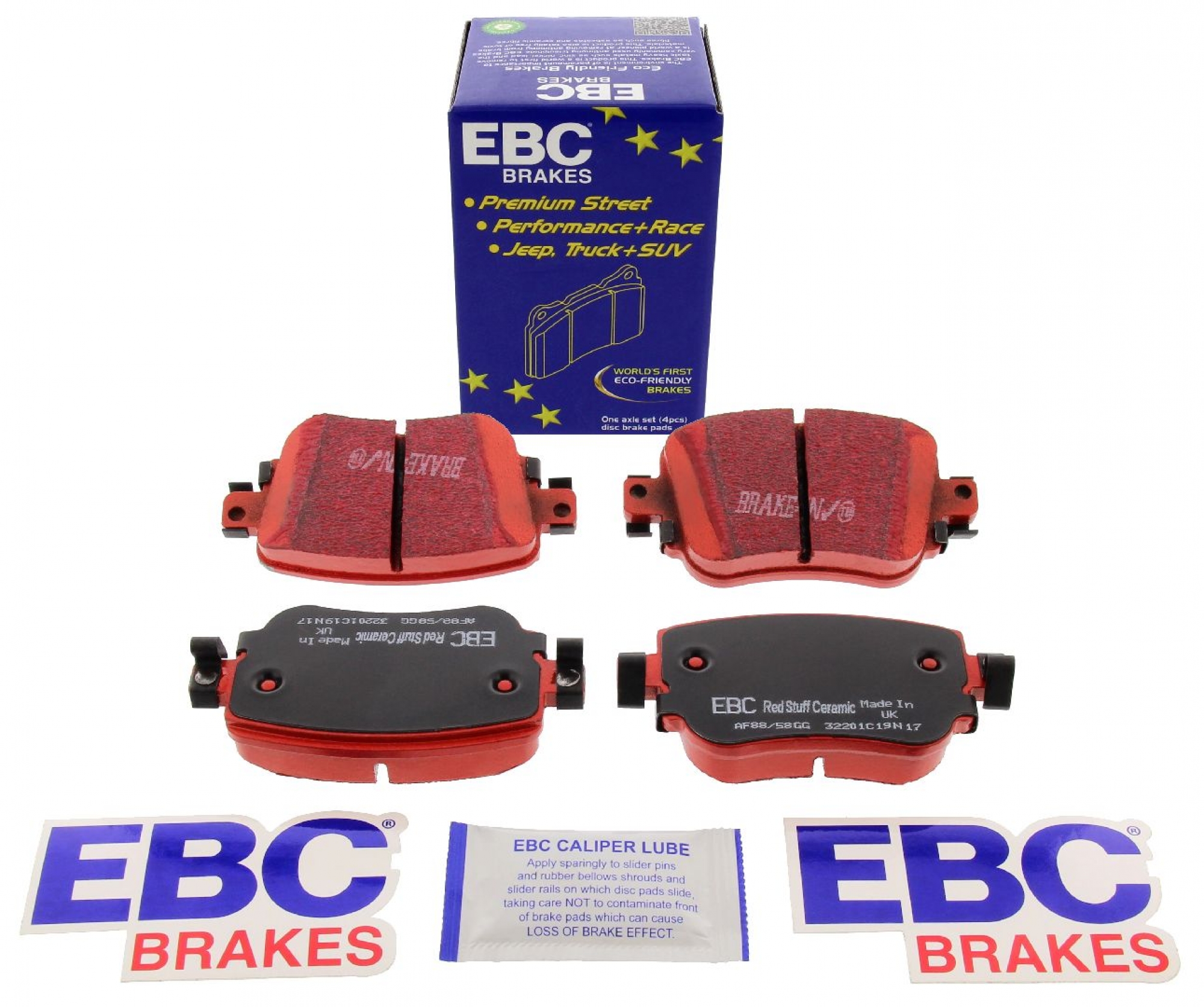 EBC-Bremsbeläge, Redstuff Ceramic, Achssatz, HA, Audi, Seat, Skoda, VW