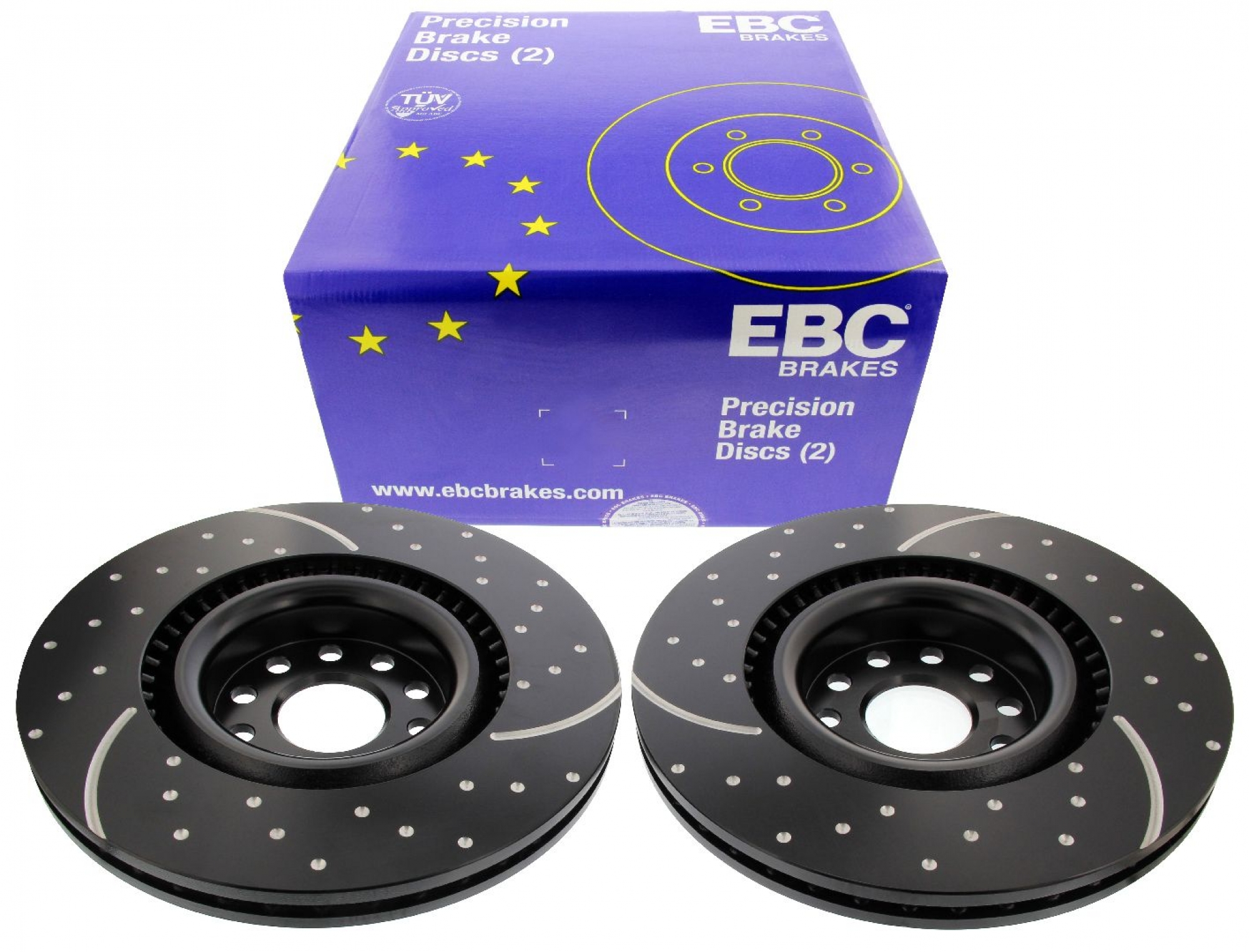 EBC-Bremsscheiben, Turbo Groove Disc Black (2-teilig), VA, Audi, Seat, Skoda, VW