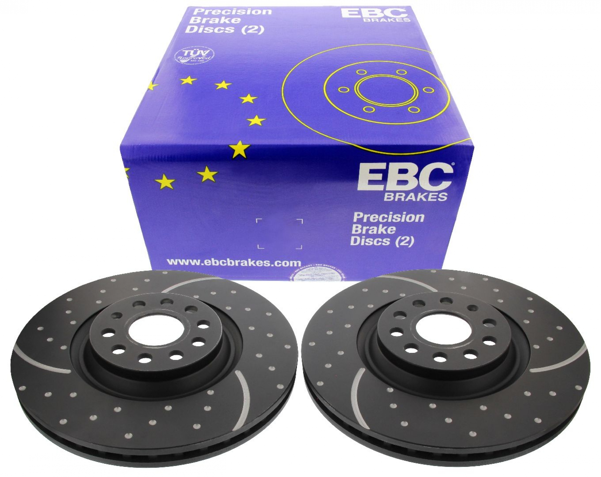 EBC-Bremsscheiben, Turbo Groove Disc Black (2-teilig), VA, Audi, Seat, Skoda, VW