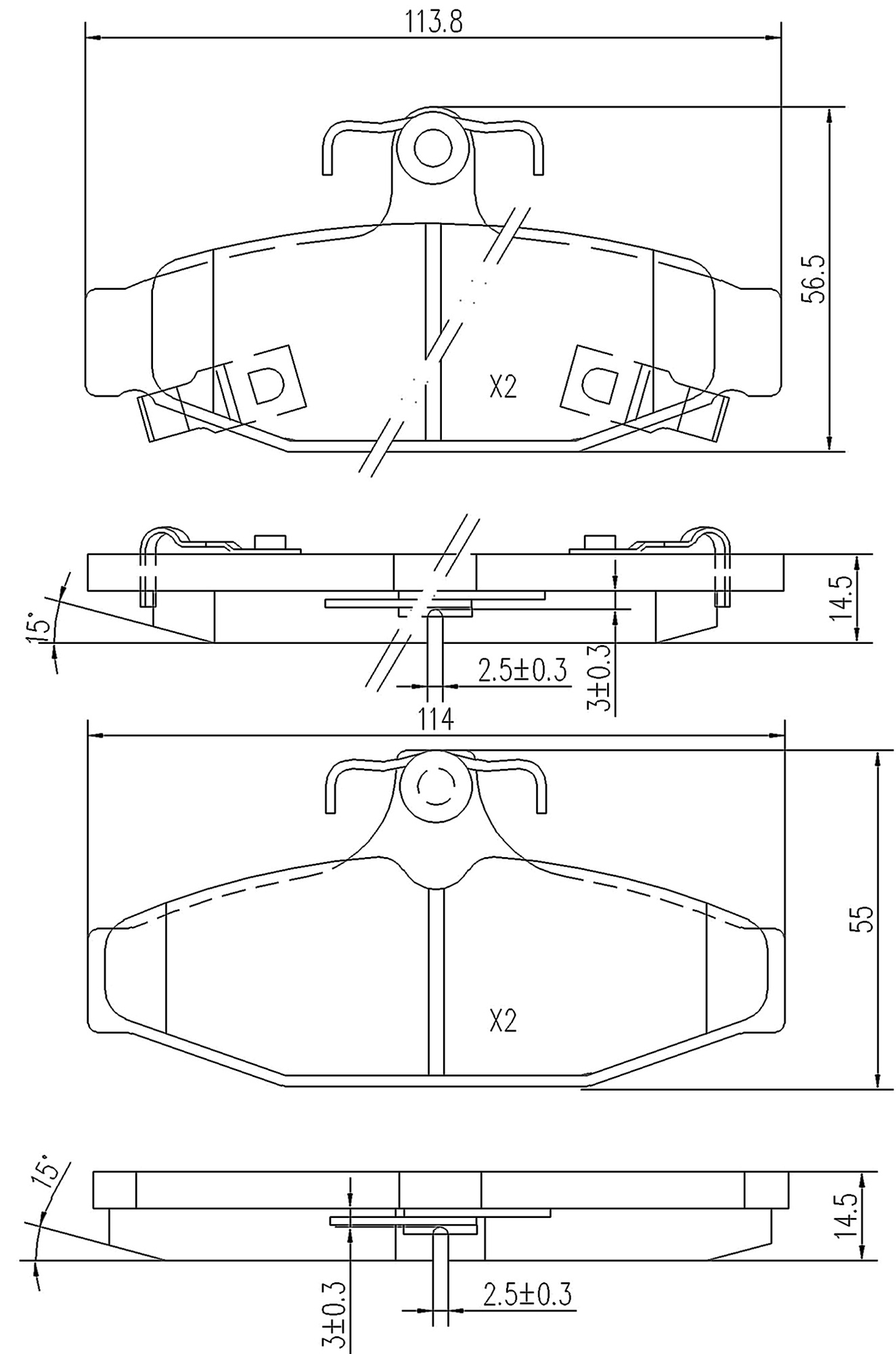 Bremsbelagsatz, Scheibenbremse, Hinterachse, CHEVROLET, DAEWOO, GM KOREA, SSANGYONG