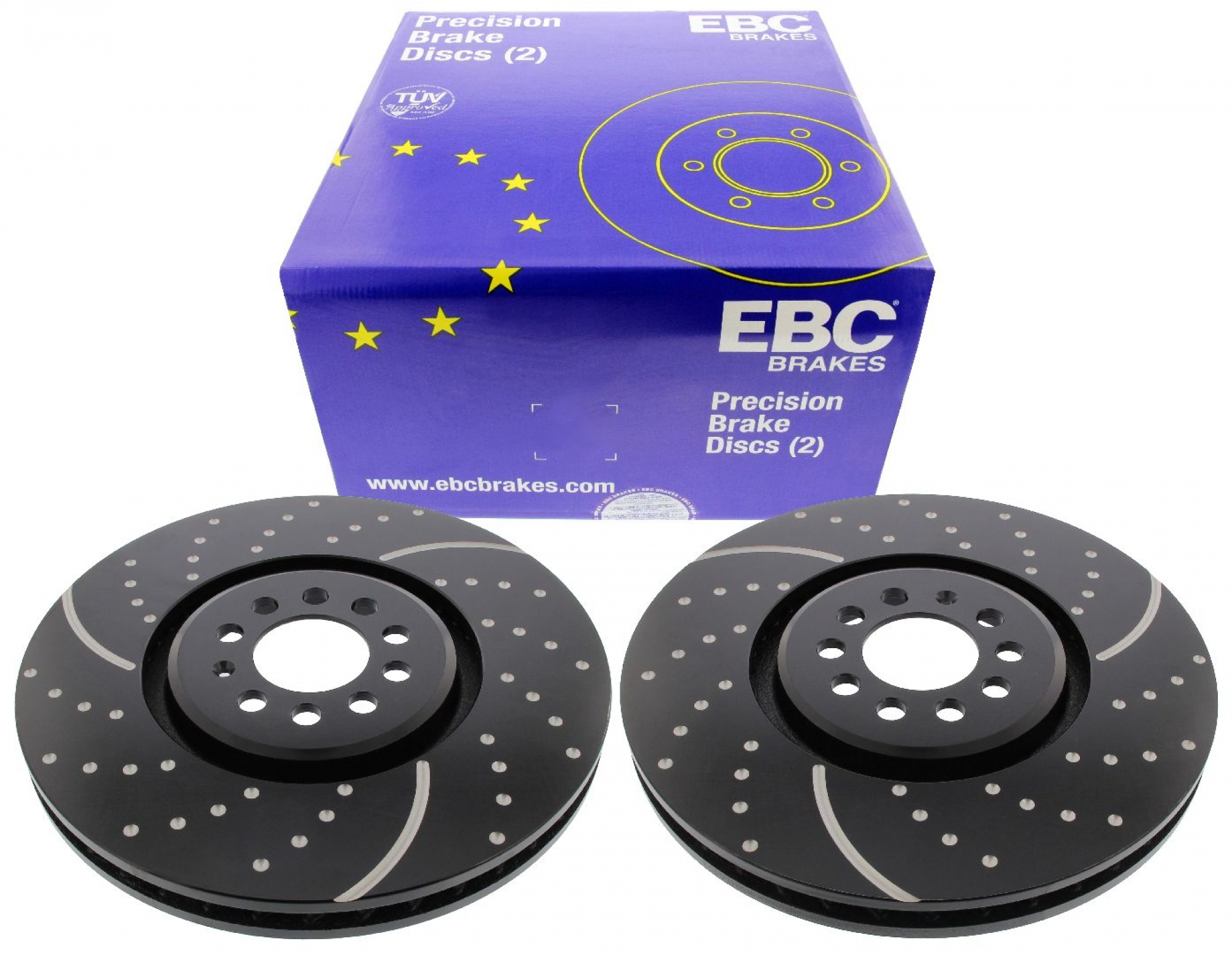 EBC-Bremsscheiben, Turbo Groove Disc Black (2-teilig), VA, VW Golf 4 R32, Ø 334 mm