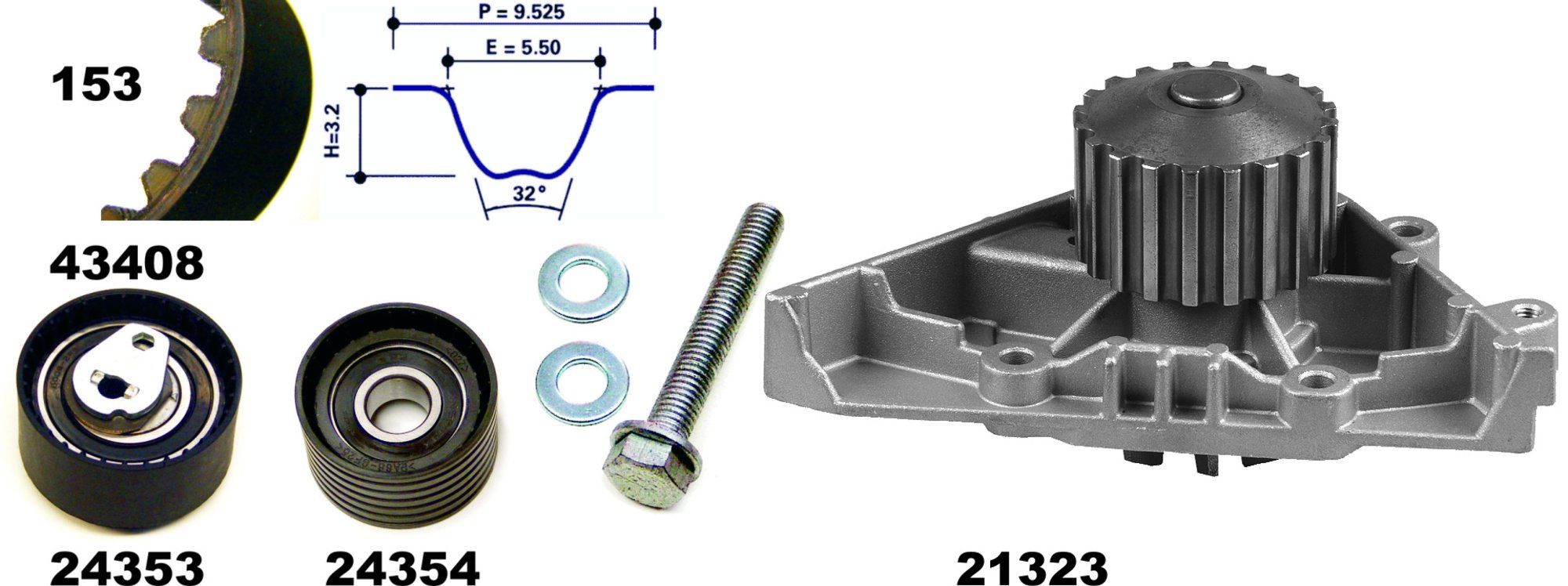 Wasserpumpe + Zahnriemensatz, CITROËN, FIAT, LANCIA, PEUGEOT