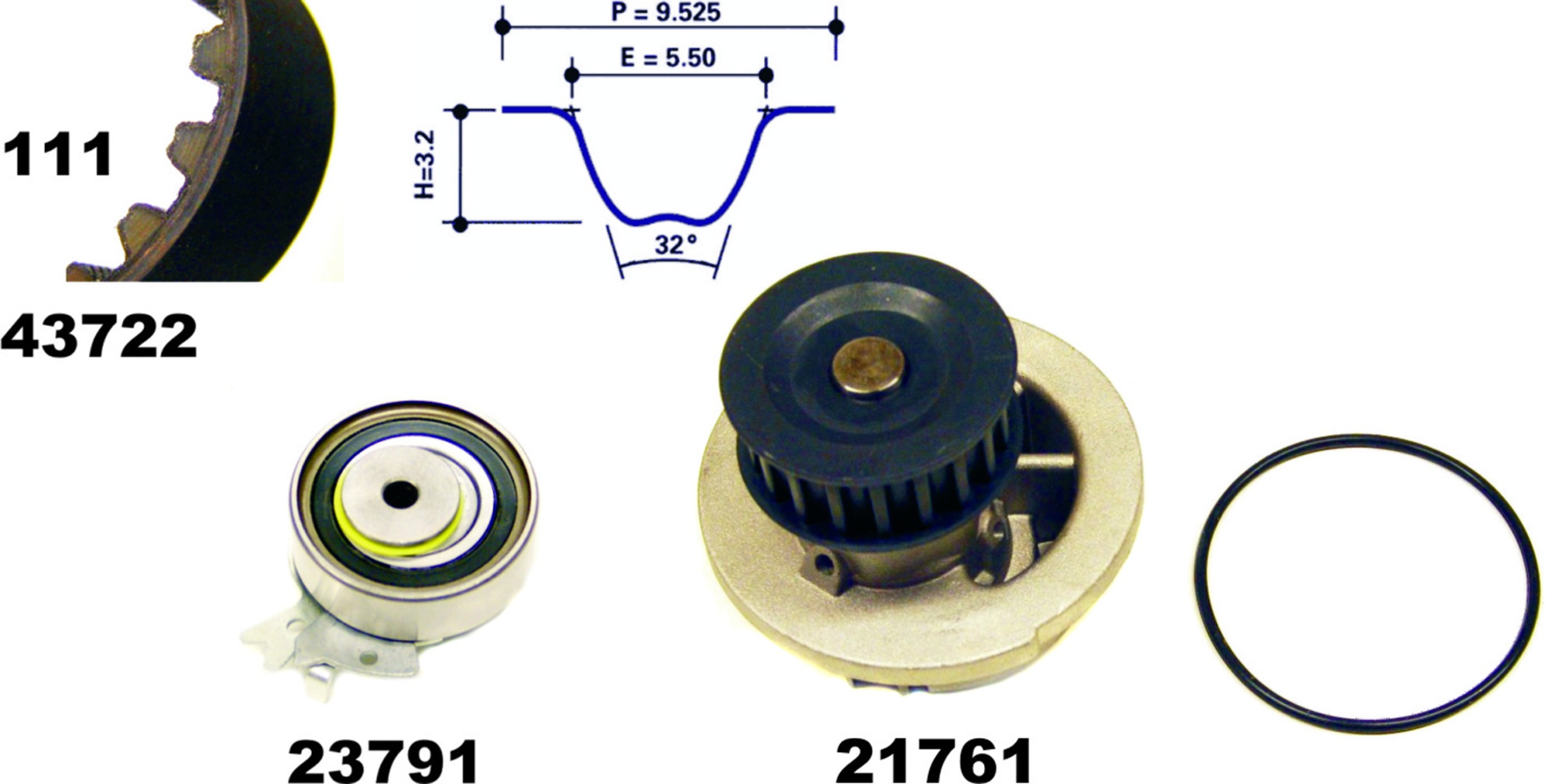 Wasserpumpe + Zahnriemensatz, Satz, CHEVROLET, DAEWOO, GM KOREA, OPEL, VAUXHALL