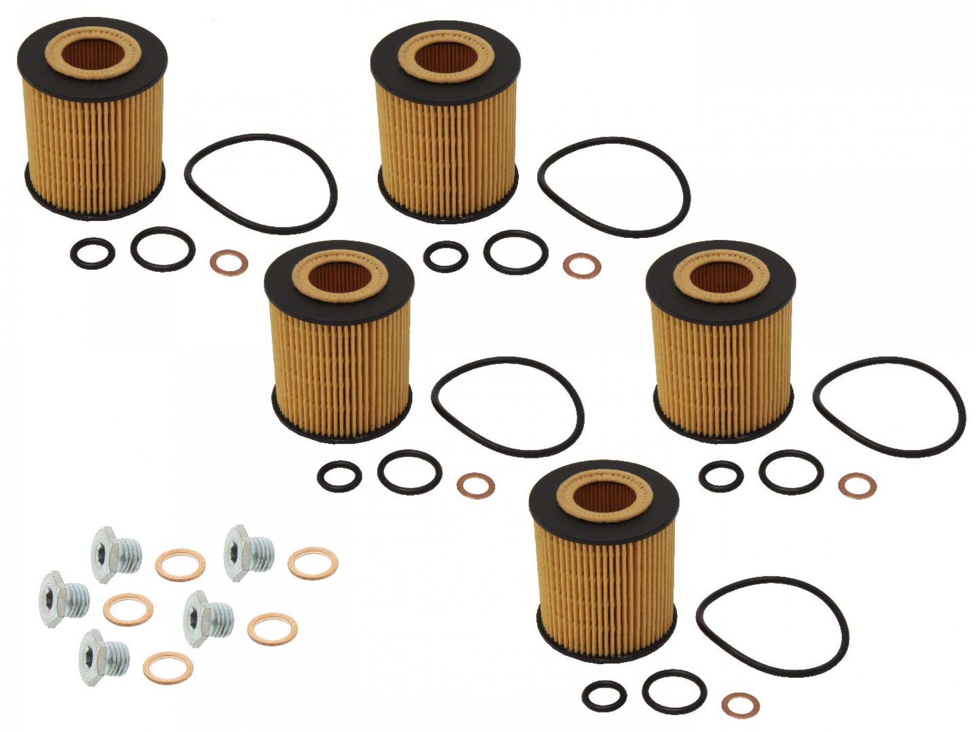 Ölfilter-Set (5-teilig) inkl. Ölablassschraube, BMW 1er, BMW 3er, X3, Z4 Benziner