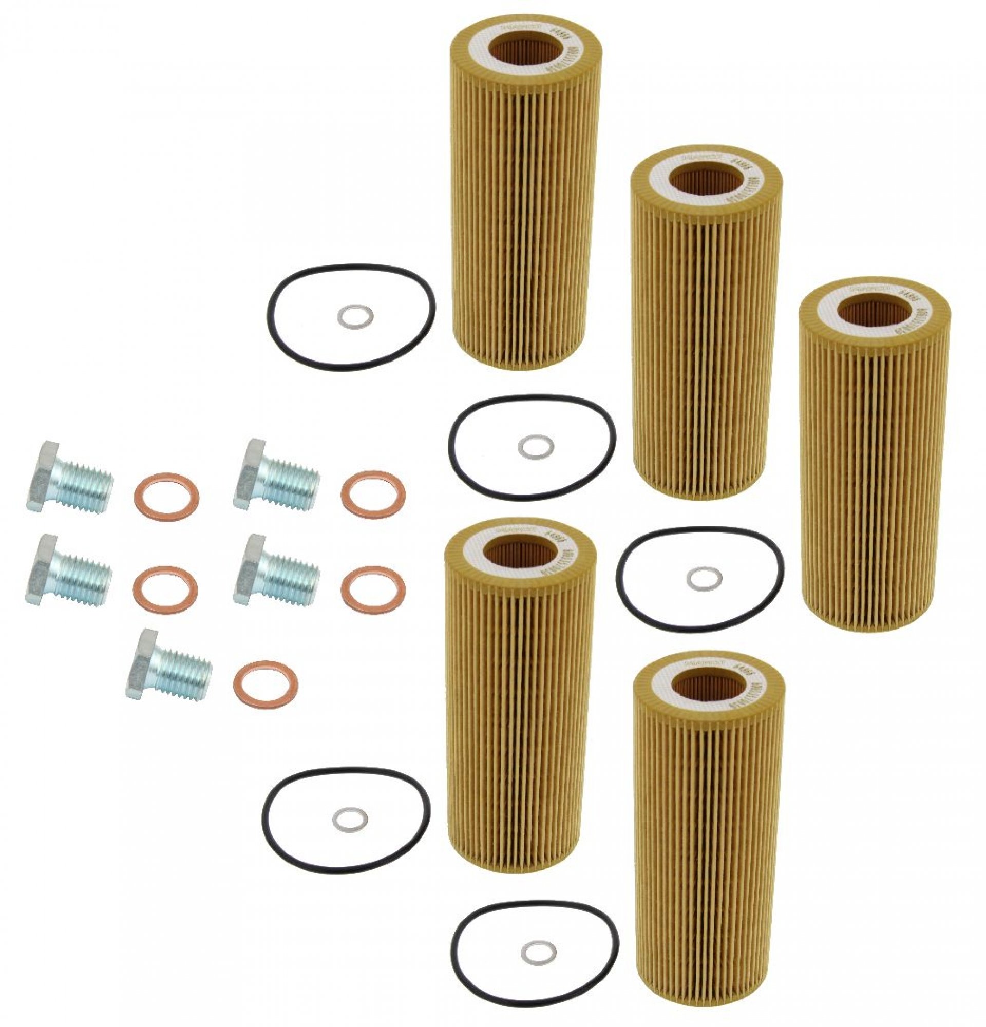 Ölfilter-Set (5-teilig) inkl. Ölablassschraube, BMW 3er, 5er, X3, X5, X6 nur Diesel