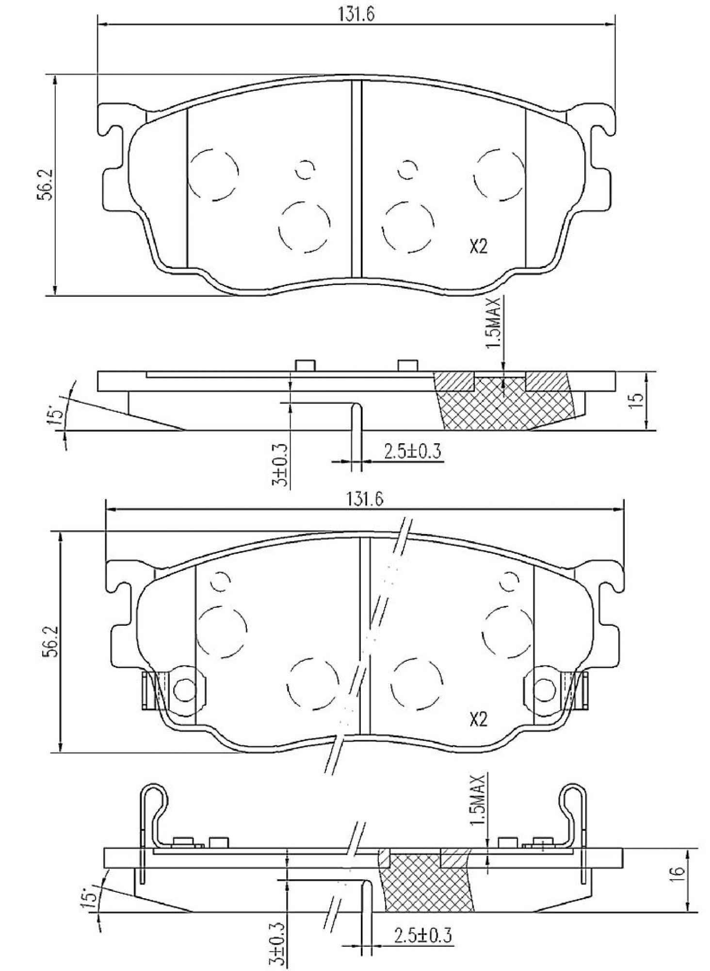 Bremsbelagsatz, Scheibenbremse, Vorderachse, MAZDA