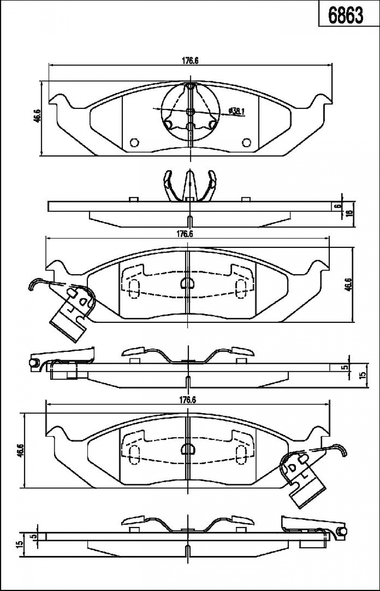 Bremsbelagsatz, Scheibenbremse, Vorderachse, CHRYSLER