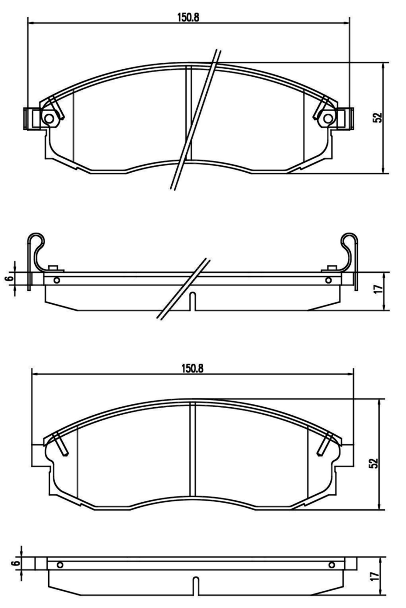 Bremsbelagsatz, Scheibenbremse, Vorderachse, MITSUBISHI, NISSAN