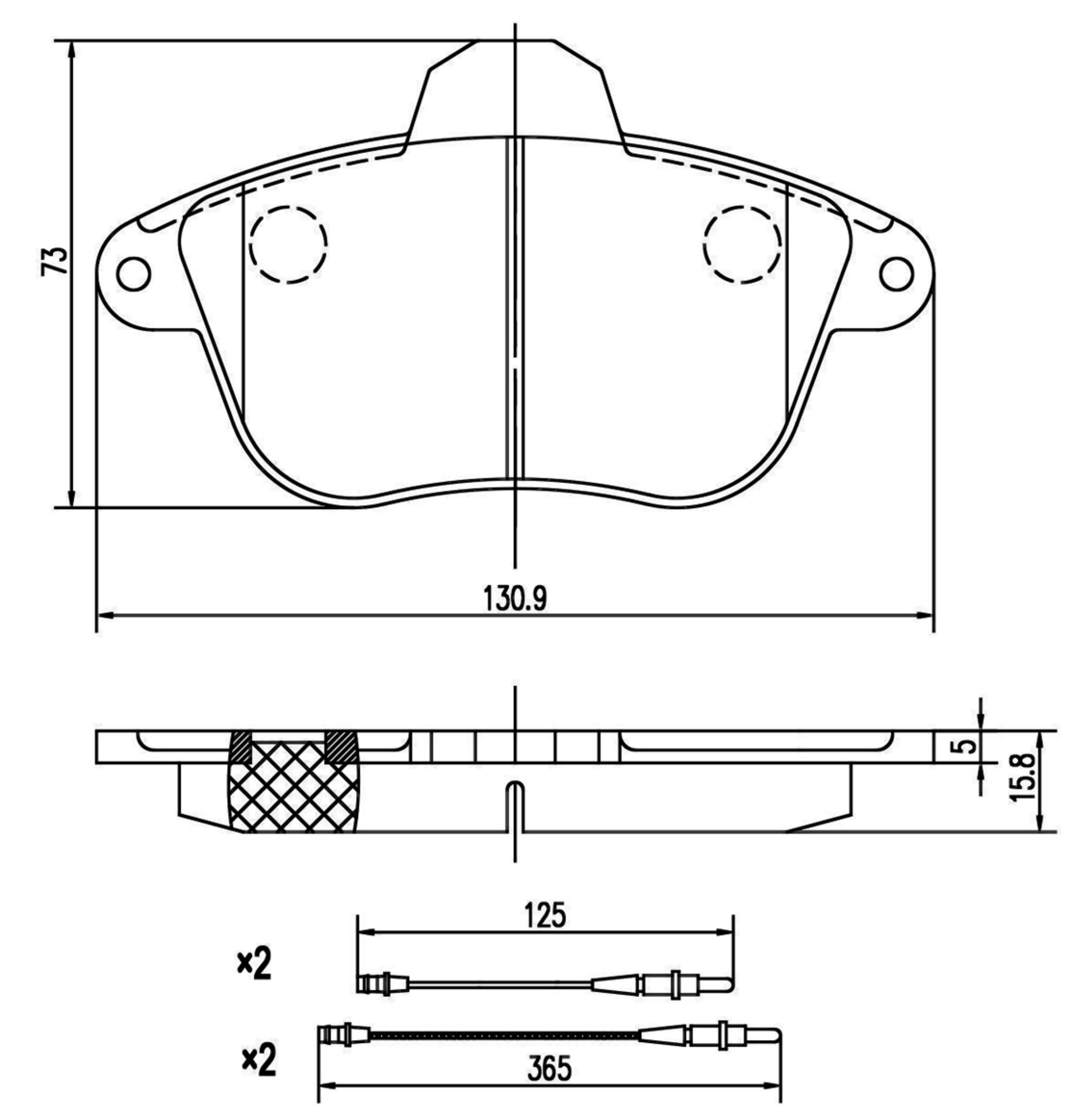 Bremsbelagsatz, Scheibenbremse, Vorderachse, PEUGEOT